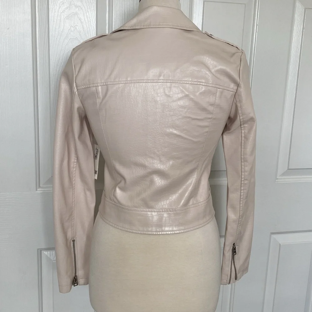 Bar lll Faux Leather Moto Jacket Natural White X-Small - Picture 7 of 11